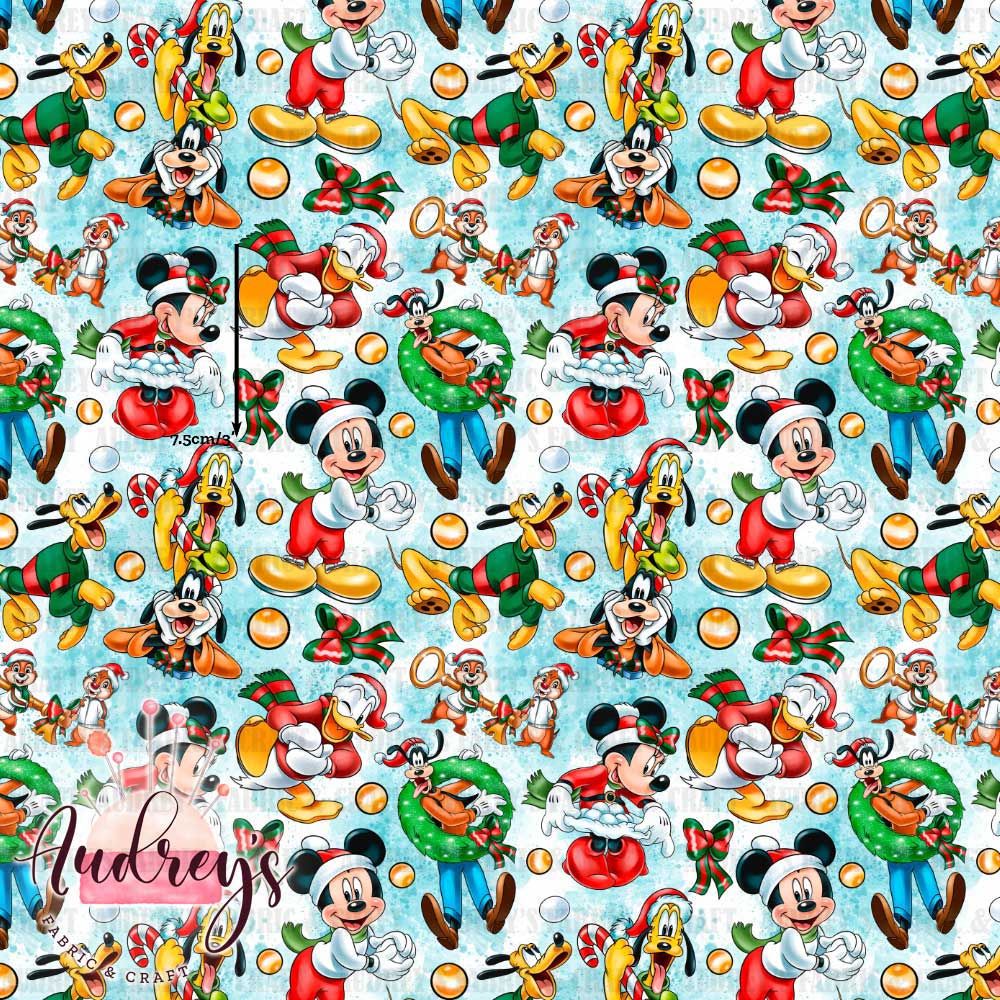 Xmas Mickey &amp; Friends | Digital-Print Custom Cotton Woven | 145cm wide
