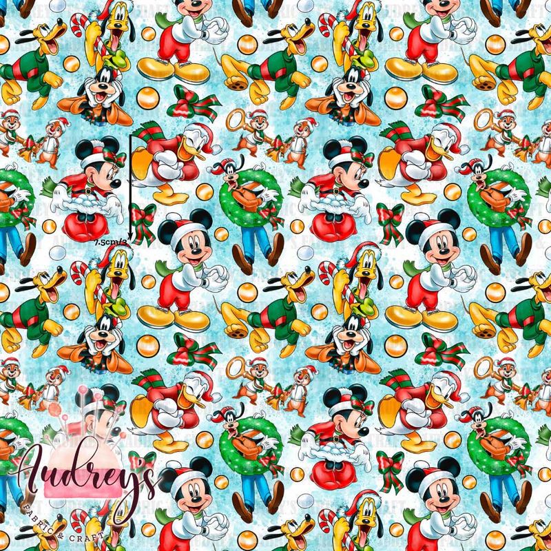 Xmas Mickey &amp; Friends | Digital-Print Custom Cotton Woven | 145cm wide