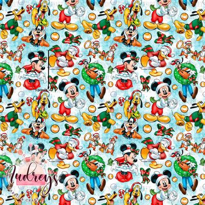 Xmas Mickey &amp; Friends | Digital-Print Custom Cotton Woven | 145cm wide