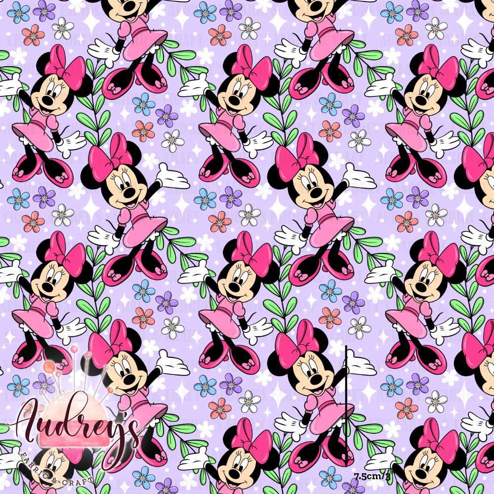 Minnie&#39;s Springtime, Lilac | Digital-Print Custom Cotton Woven | 145cm wide