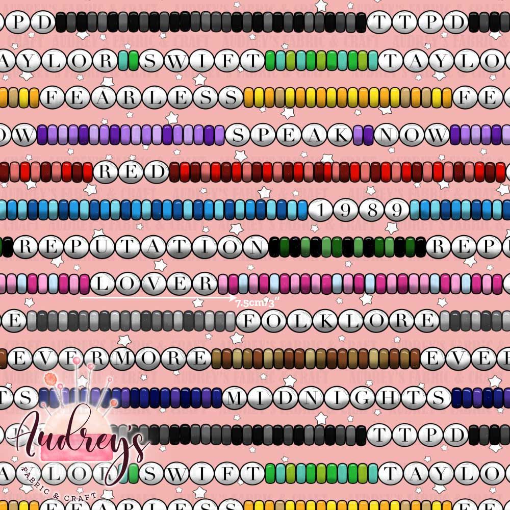 TS 25&#39; Bracelets, Pink | Digital-Print Custom Cotton Woven | 145cm wide