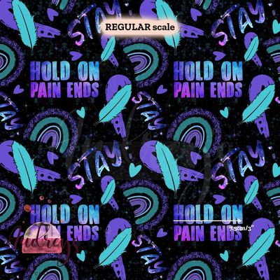 Hold On Pain Ends, Black | Digital-Print Custom Cotton Woven | 145cm wide