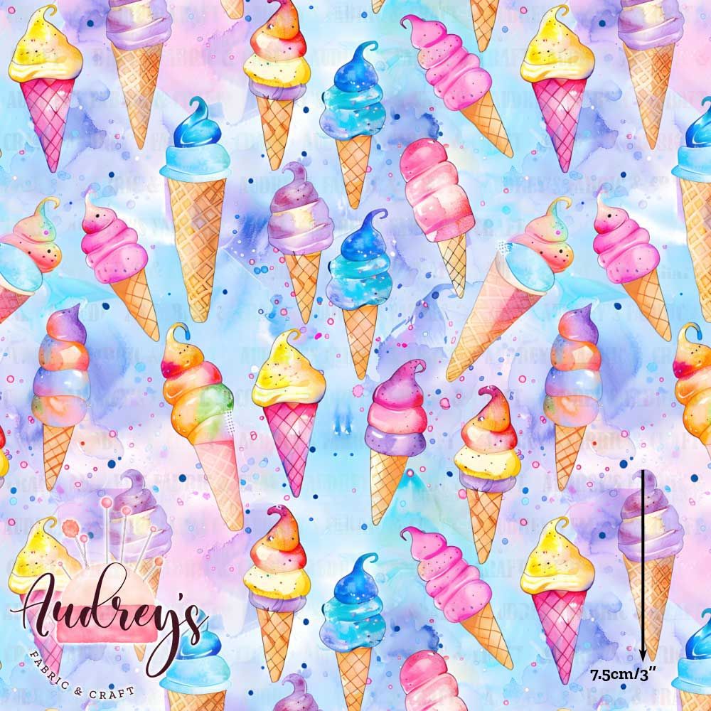 Icecream Rainbow | Digital-Print Custom Cotton Woven | 145cm wide