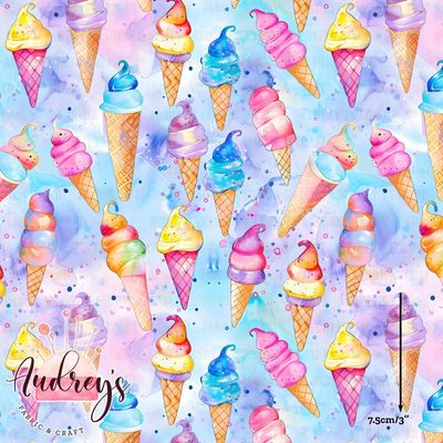 Icecream Rainbow | Digital-Print Custom Cotton Woven | 145cm wide