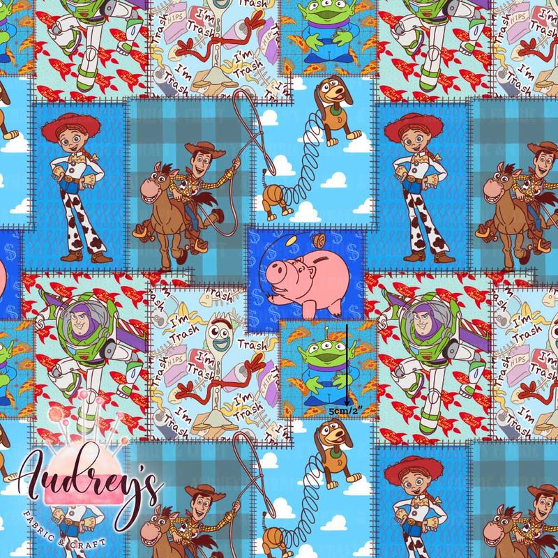 Toy Story, Patchwork | Digital-Print Custom Cotton Lycra 240gsm | 150cm wide