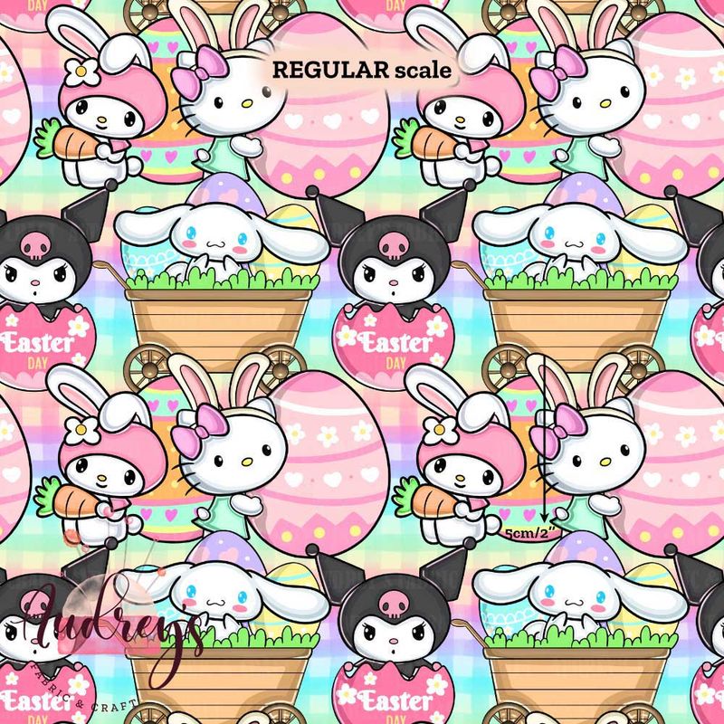 Hello Kitty Easter | Digital-Print Custom Cotton Lycra 240gsm | 150cm wide