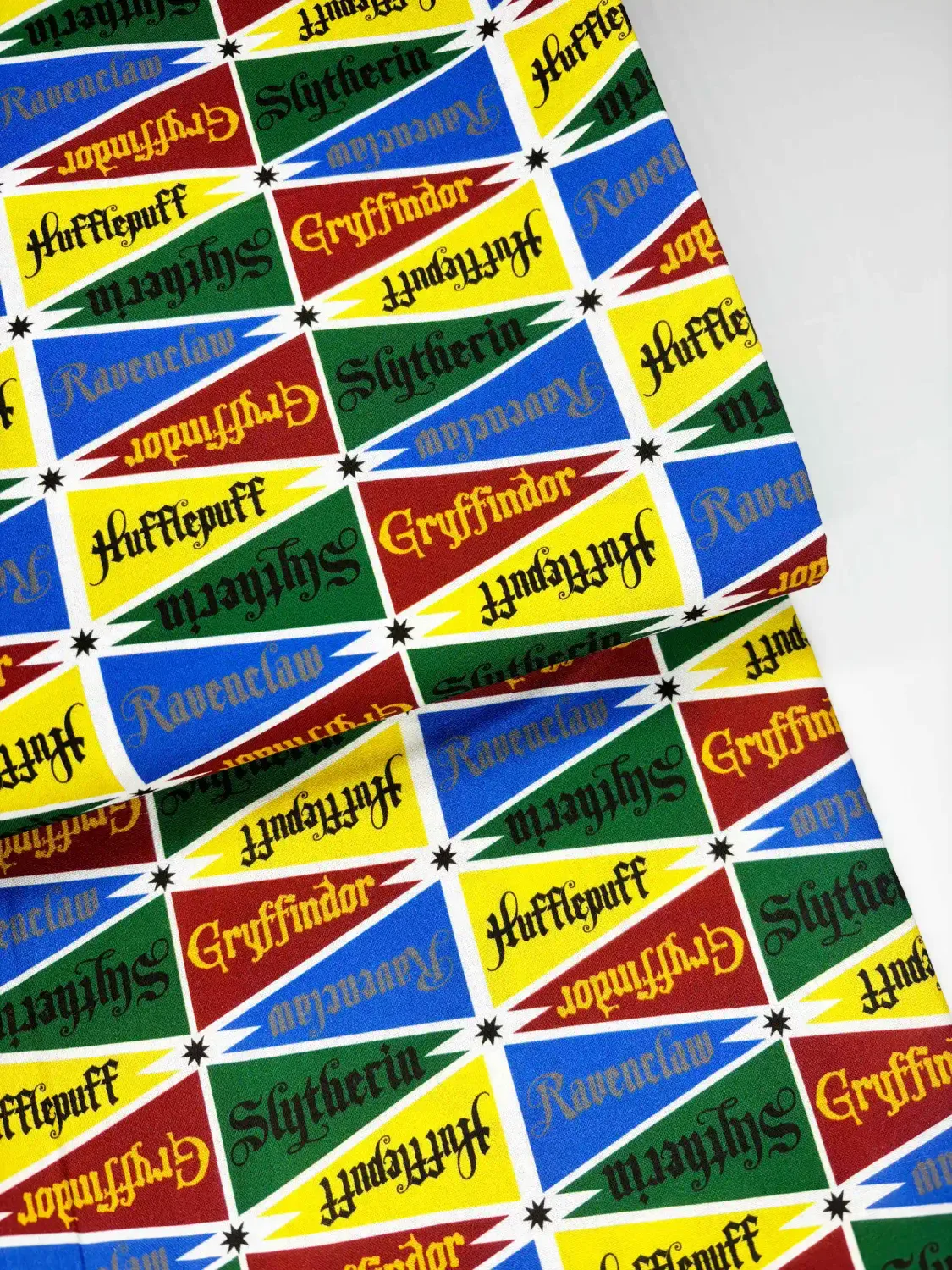 Hogwarts House Pennants | Licensed Quilting Cotton | 112cm wide