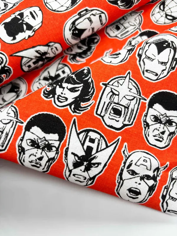 Marvel Heroes Line-up | Extra-Wide Licensed Quilting Cotton | 145cm wide