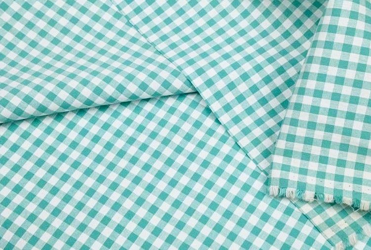 Gingham Mint, 5mm Checks | Yarn Dyed Cotton Woven | 110cm wide