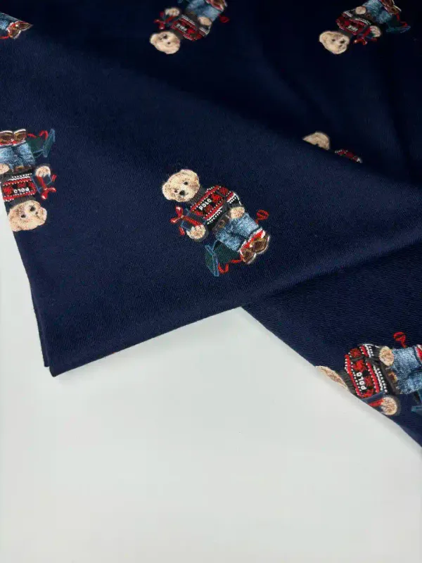 Polo Bear, Navy | Licensed Cotton Jersey T-Shirting Fabric | 170cm Wide