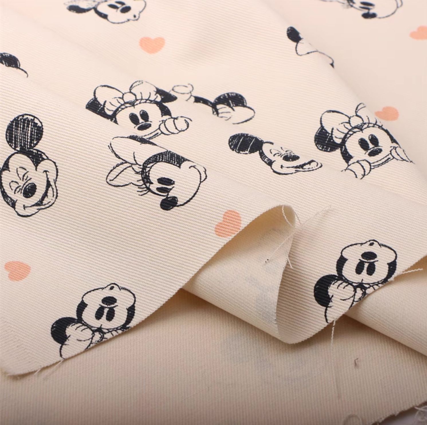 Mickey and Minnie | Licensed Cotton Drill Fabric | 148cm wide