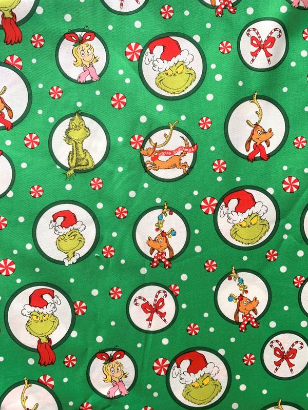 Grinchmas Circles, Green | Licensed Quilting Cotton | 112cm wide