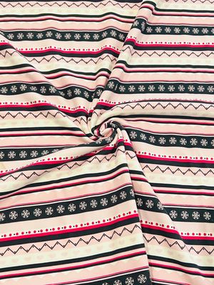 Winter Stripes, Pink | Tracksuiting Sweatshirt French Terry Fleece | 155cm Wide