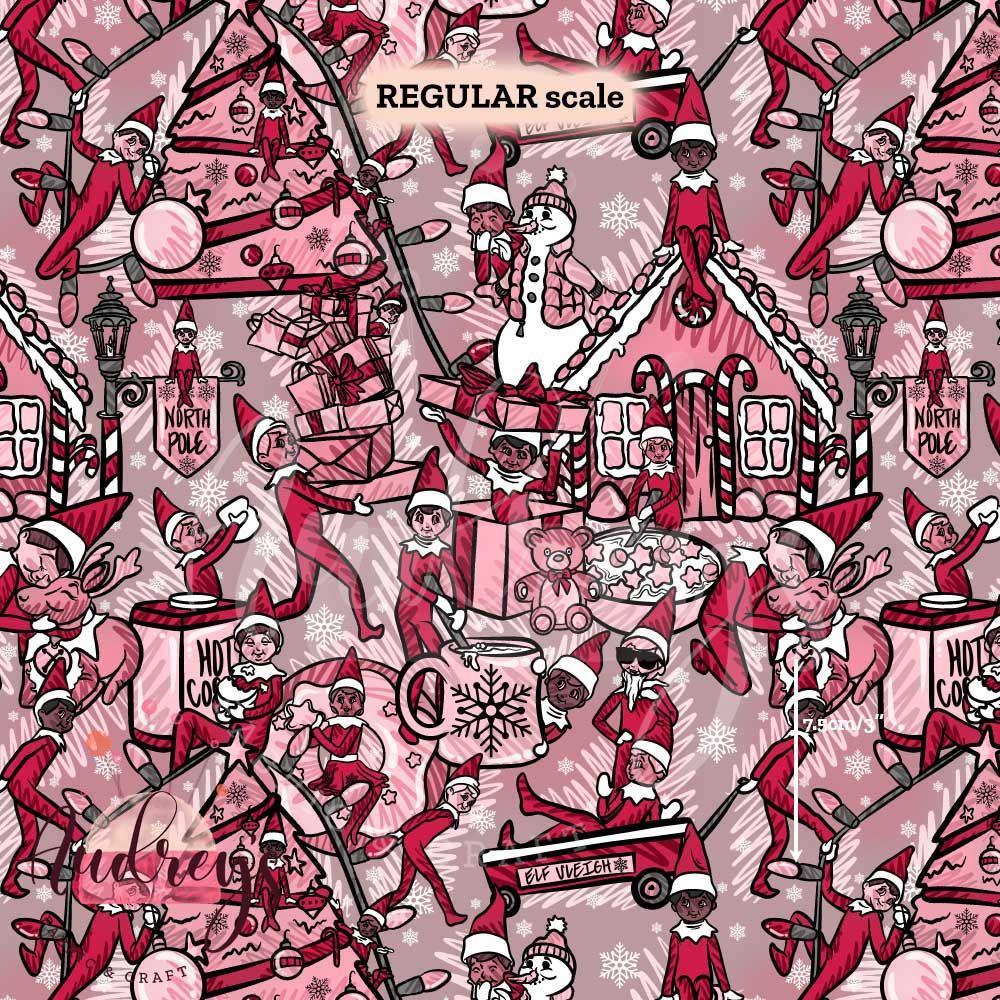 Elf on the Shelf, Red | Digital-Print Custom Cotton Woven | 145cm wide