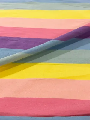 Rainbow Stripes, Pastel | Stretch French Terry Knit Fabric | 188cm Wide