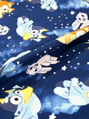 Sleepytime, Bluey &amp; Bingo | Licensed Cotton Jersey T-shirt Fabric, 160cm Wide