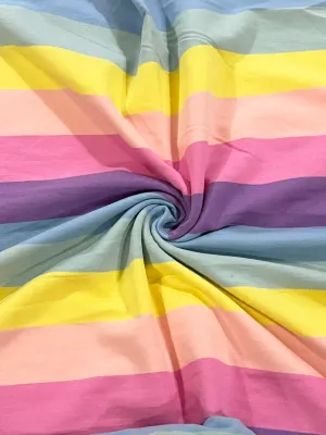 Rainbow Stripes, Pastel | Stretch French Terry Knit Fabric | 188cm Wide