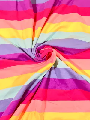 Rainbow Stripes, Bright | Stretch French Terry Knit Fabric | 190cm Wide