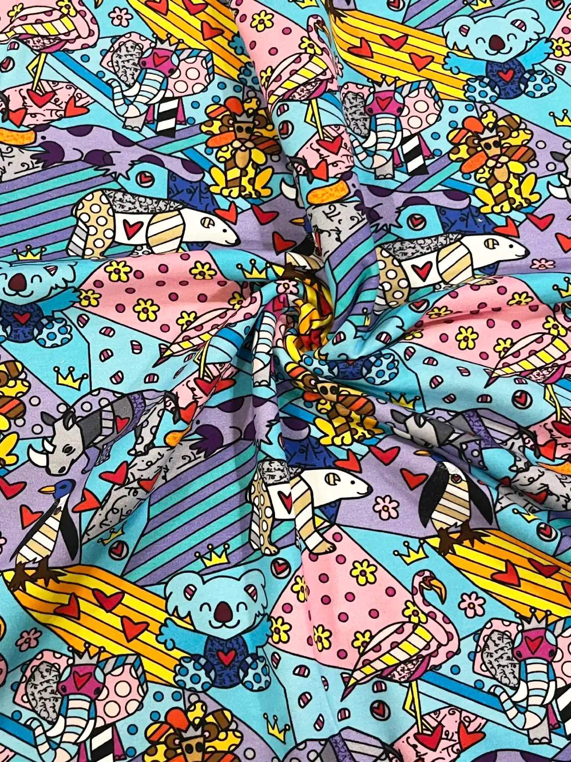 Mosaic Animals | Stretch French Terry Knit Fabric | 188cm Wide