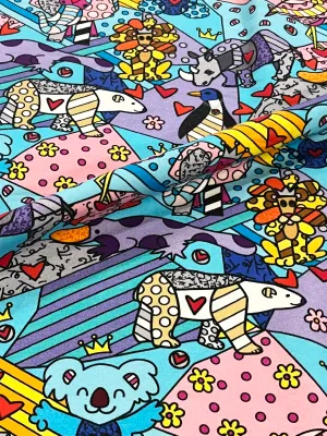 Mosaic Animals | Stretch French Terry Knit Fabric | 188cm Wide