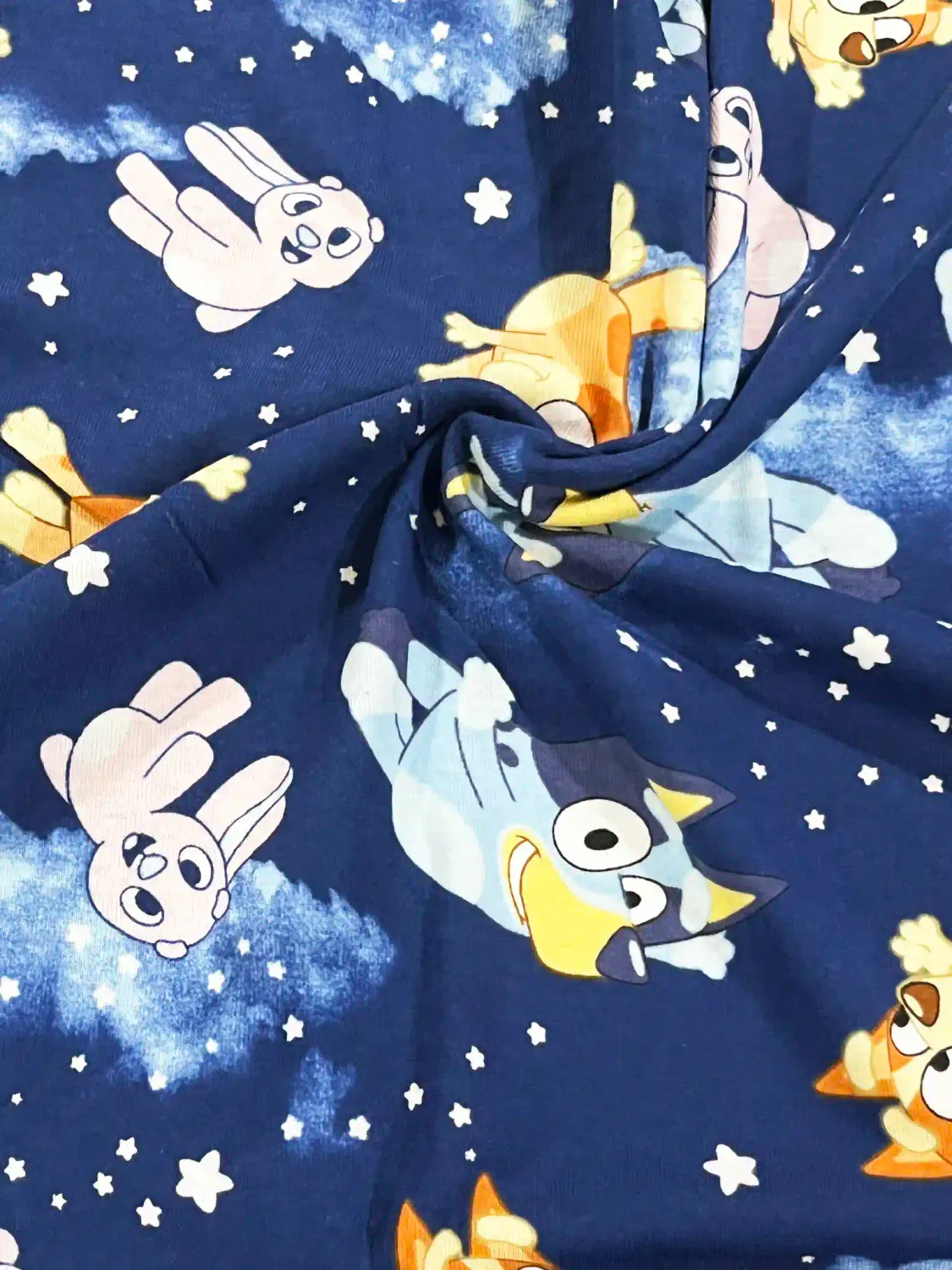 Sleepytime, Bluey &amp; Bingo | Licensed Cotton Jersey T-shirt Fabric, 160cm Wide