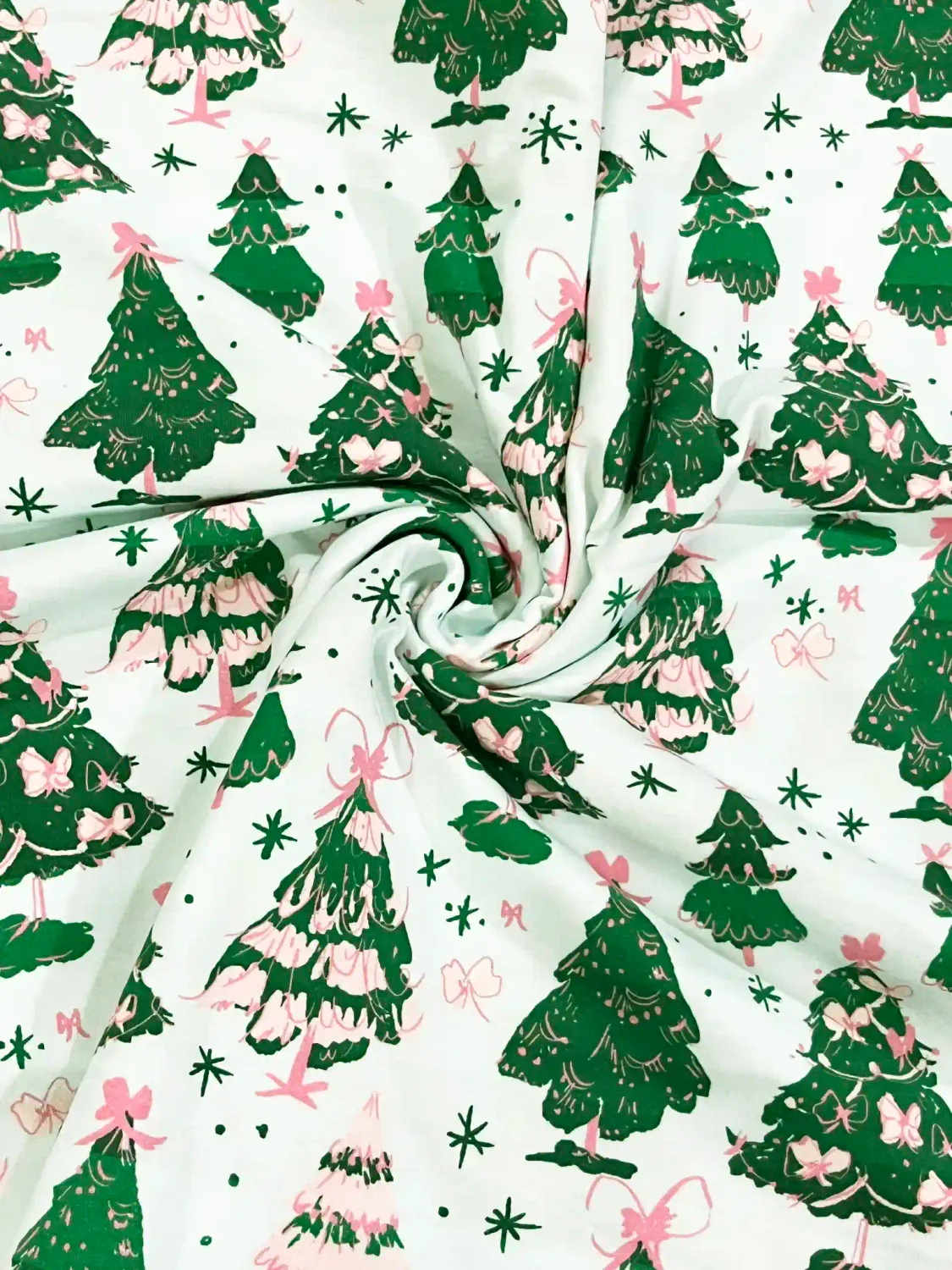 Bow-tiful Xmas | Cotton Lycra Fabric, 240gsm