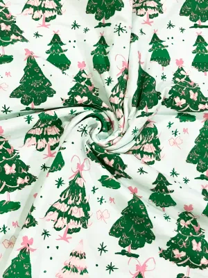 Bow-tiful Xmas | Cotton Lycra Fabric, 240gsm