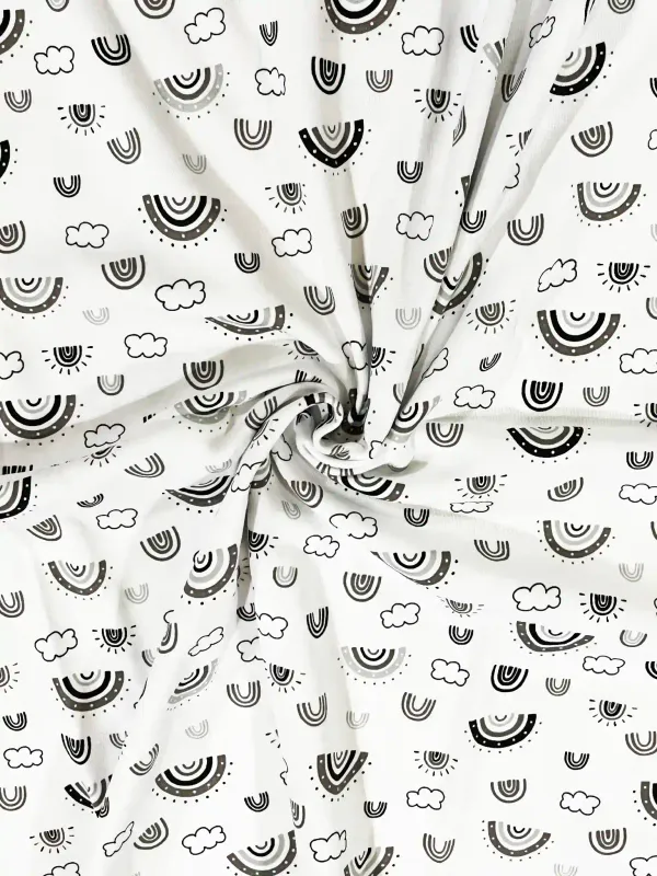 Monotone Rainbows | Cotton Lycra Fabric, 200gsm