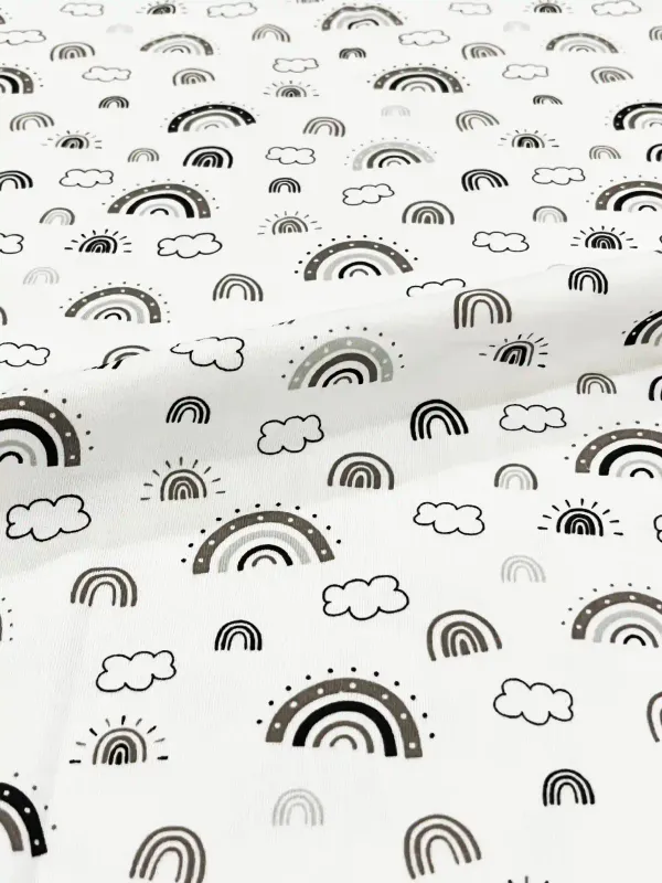 Monotone Rainbows | Cotton Lycra Fabric, 200gsm