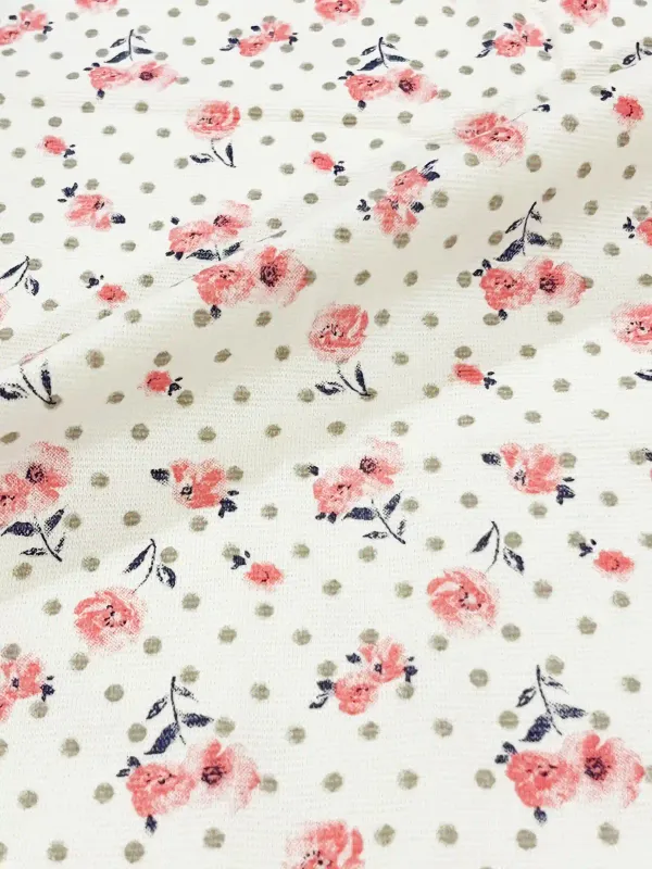 Florals on Polka | Ribbed Jersey Knit Cotton Lycra | 180cm Wide
