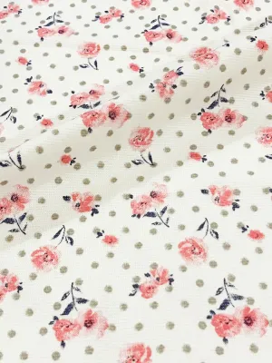 Florals on Polka | Ribbed Jersey Knit Cotton Lycra | 180cm Wide