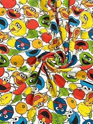 Sesame St Friends | Licensed Cotton Jersey T-shirt Fabric, 174cm Wide