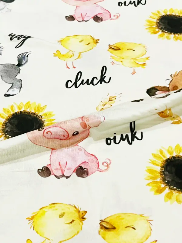 Cute Farm Animals | Modal Rayon Spandex | 172cm Wide