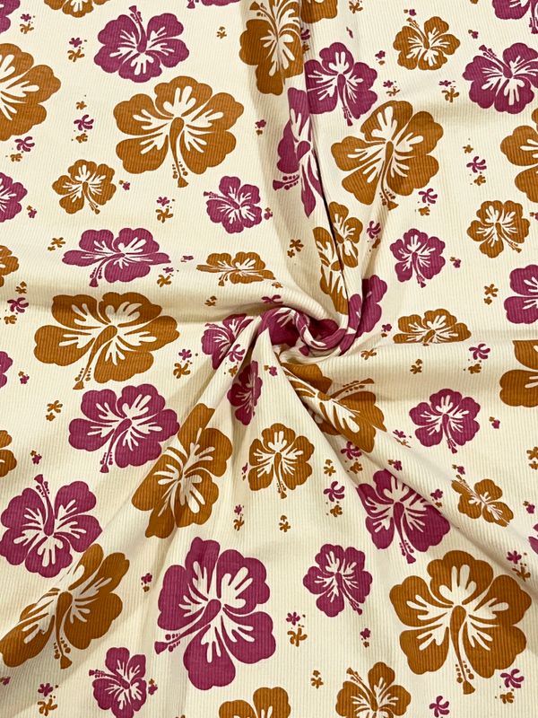 Tropical Blooms | Ribbed Jersey Knit Cotton Lycra | 144cm Wide