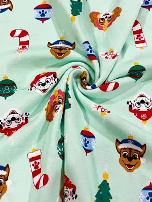Xmas Paw Patrol | Licensed Cotton Jersey T-shirt Fabric, 176cm Wide