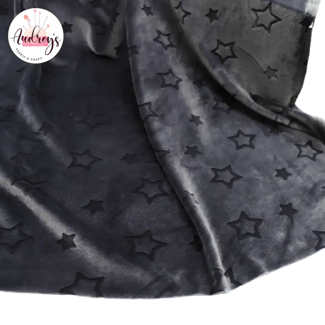 Metallic Stars | Plush Double-Sided Strech Minky Fleece Fabric | 180cm Wide