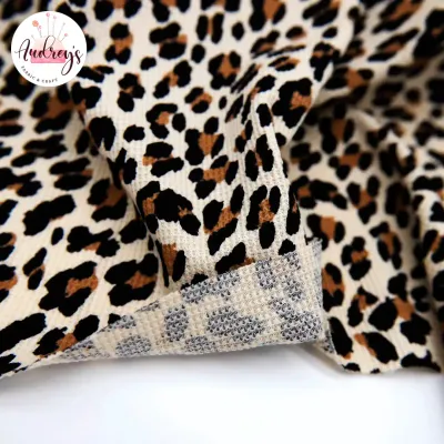 Leopard, Toasted Cashew/Honey | Waffle Jersey Knit Fabric | 160cm Wide
