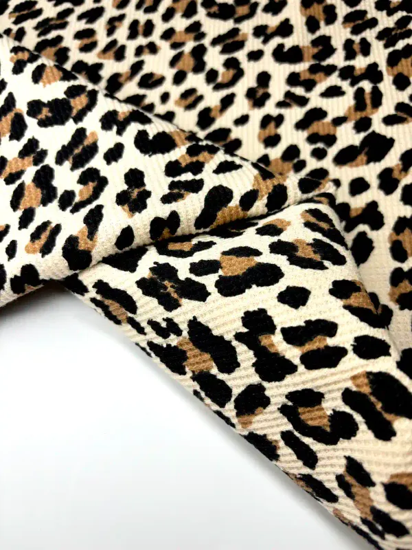 Leopard, Toasted Cashew/Honey | Waffle Jersey Knit Fabric | 160cm Wide