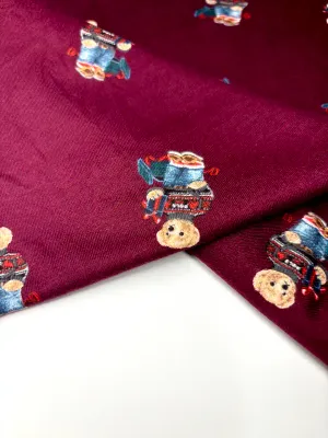Polo Bear, Maroon | Licensed Combed Cotton Jersey T-shirt Fabric, 174cm Wide