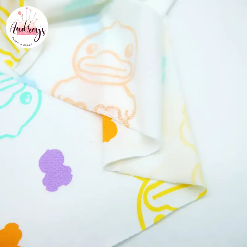 Colourful Duckies | Cotton Jersey T-Shirting Fabric, 165cm Wide