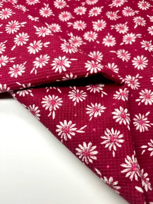 Daisy on Plum | Waffle Jersey Knit Fabric | 160cm Wide