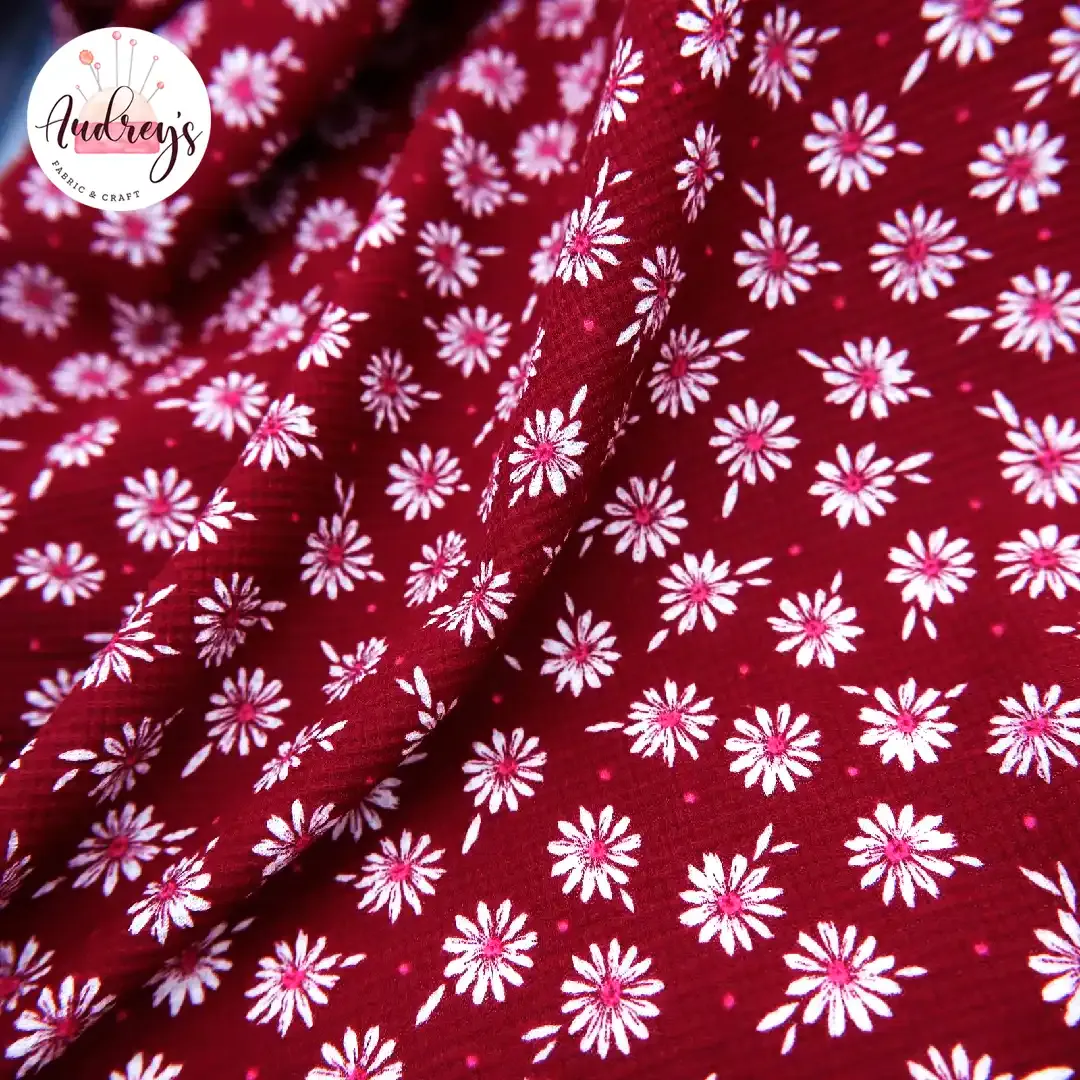 Daisy on Plum | Waffle Jersey Knit Fabric | 160cm Wide