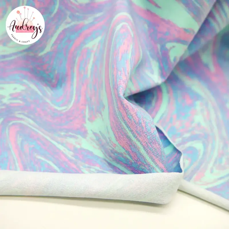 Rainbow Swirls, Pastel | Combed Cotton Lycra Fabric, 220gsm