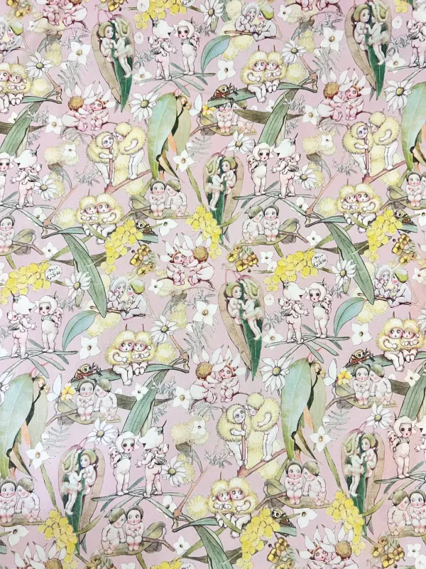 Gossiping Gumnuts Pink, May Gibbs | Licensed Quilting Cotton | 112cm wide