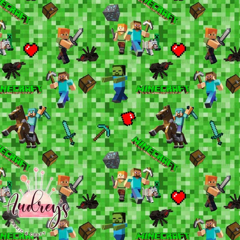 Minecraft on Pixels | Digital-Print Custom Cotton Woven | 145cm wide