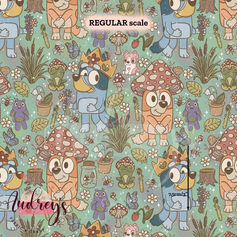 Bluey, Cottagecore Sage | Digital-Print Custom Cotton Woven | 145cm wide