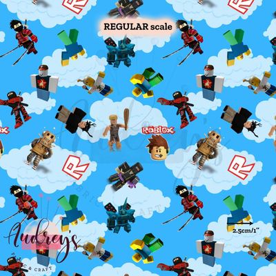 Roblox Blue Toss | Digital-Print Custom Cotton Woven | 145cm wide