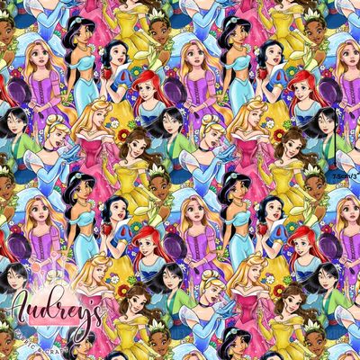 Princesses Stacked | Digital-Print Custom Cotton Woven | 145cm wide