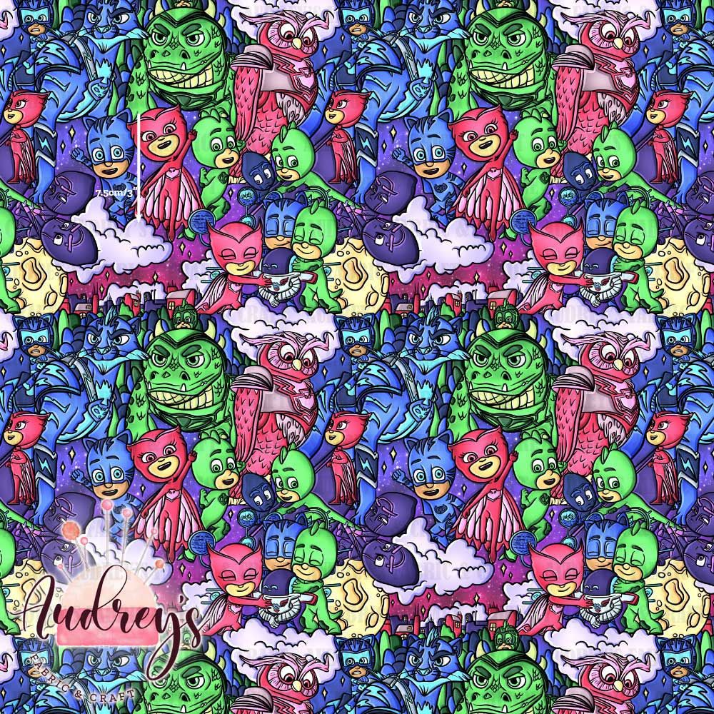 PJ Masks Adventures | Digital-Print Custom Cotton Woven | 145cm wide