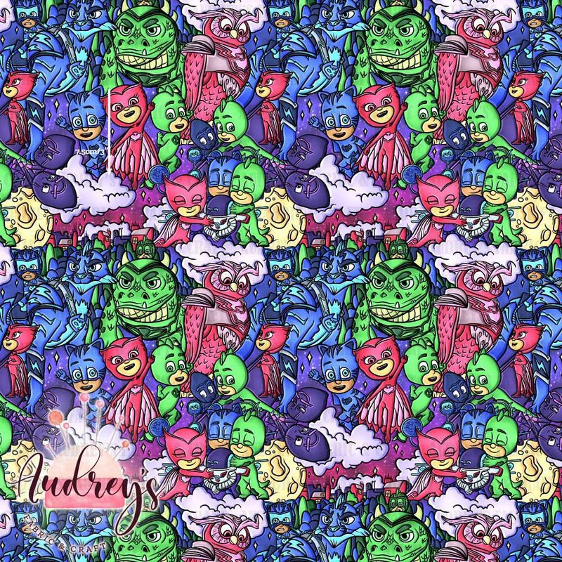 PJ Masks Adventures | Digital-Print Custom Cotton Woven | 145cm wide